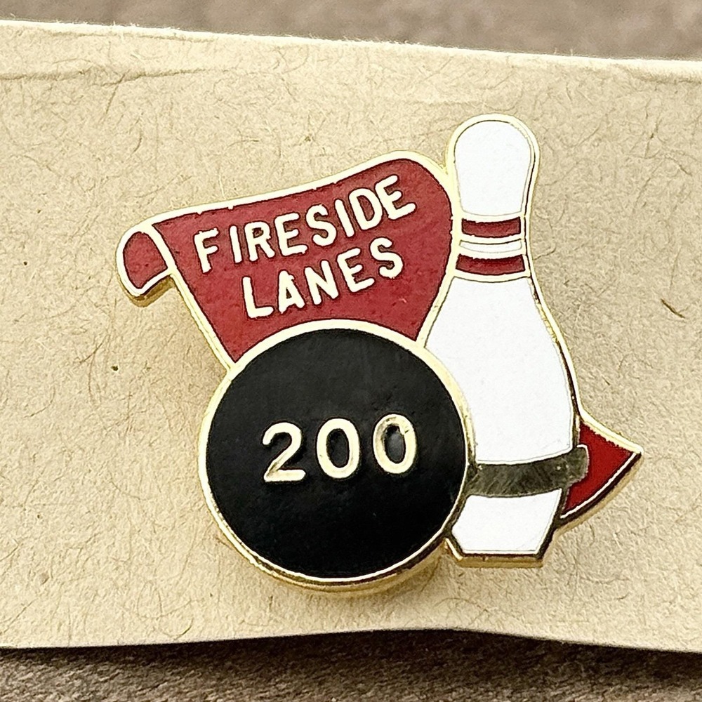 Vintage Citrus Heights, CA 1960s‎ Fireside Lanes Bowling 200 Award Enamel Pin M